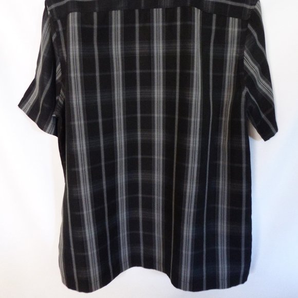 AXIST BRAND BLACK GRAY STRIPE PLAID BUTTON DOWN SHIRT (PRE-OWNED) LARGE - Picture 8 of 8